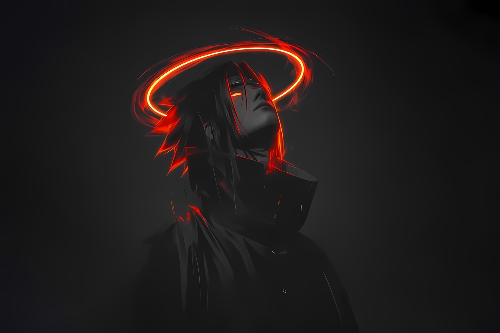 Red Halo Anime Warrior 4K Desktop Wallpaper