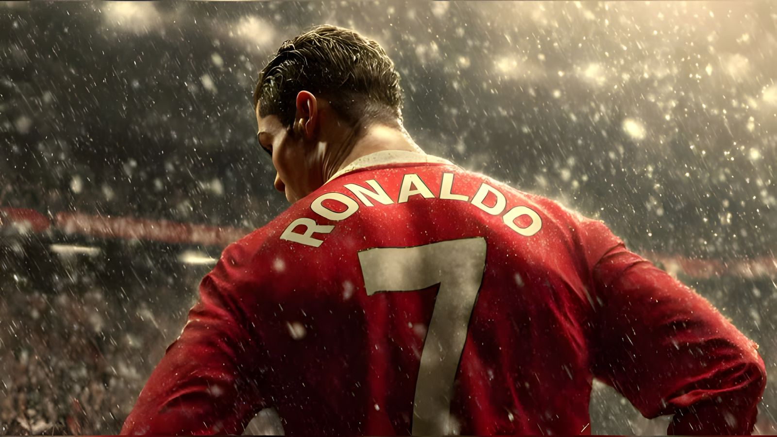 Cristiano Ronaldo Snowfall Stadium 4K Desktop Wallpaper