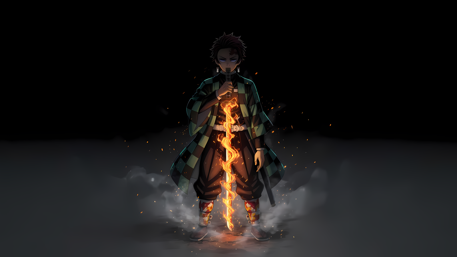 Tanjiro Flame Sword Power 4K Desktop Wallpaper