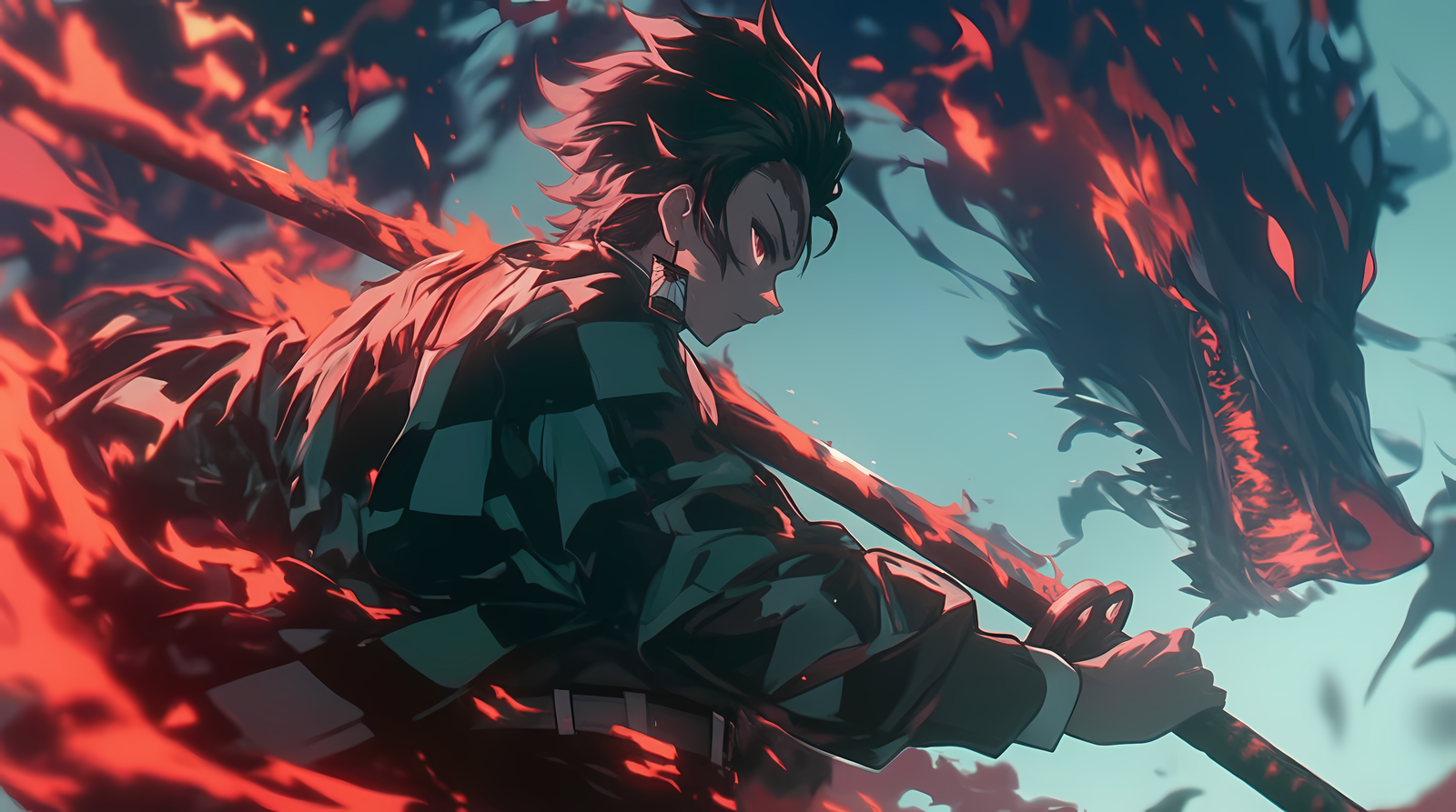 Tanjiro Crimson Spirit 4K Desktop Wallpaper Free Download | WatchOut Walls