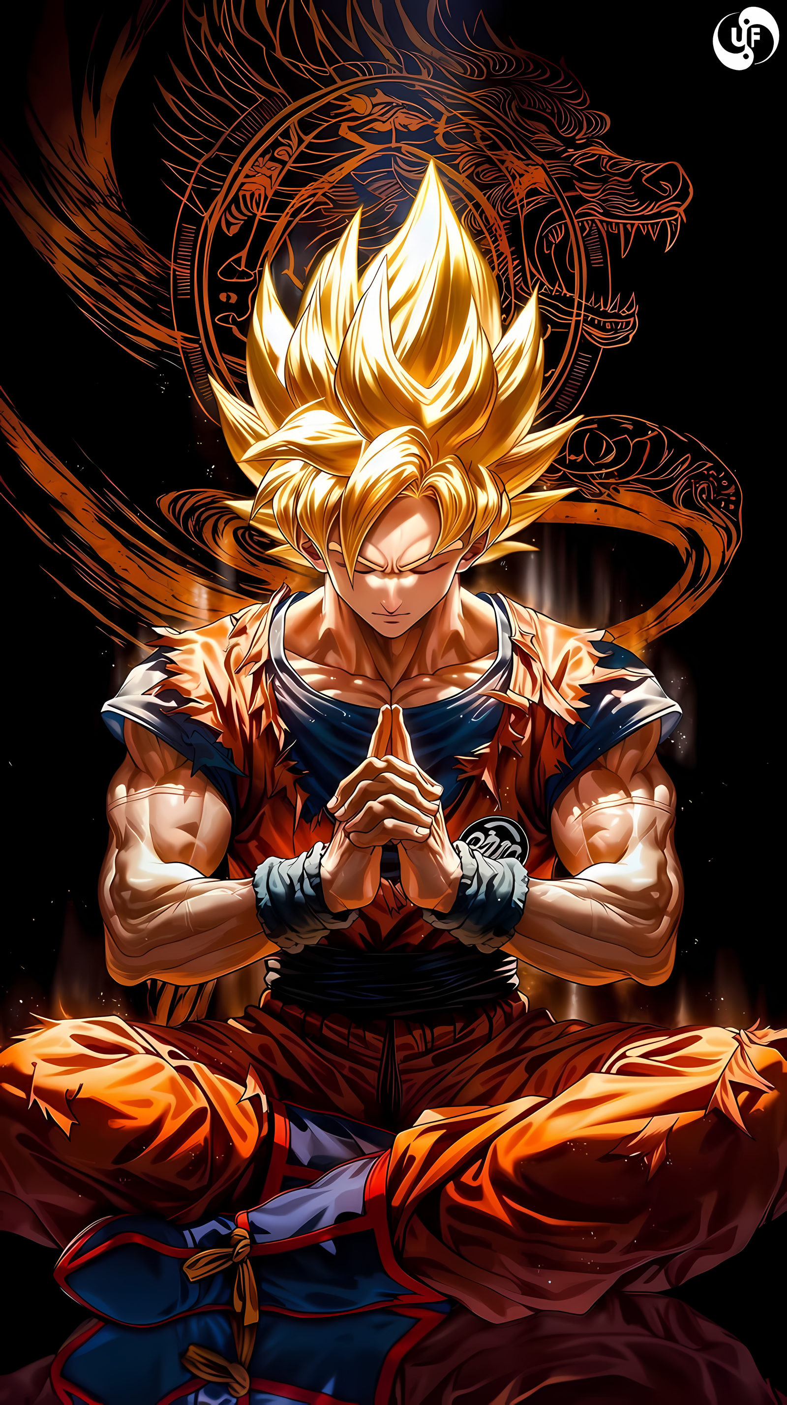 Goku Super SAIyan Meditation 4K Mobile Wallpaper