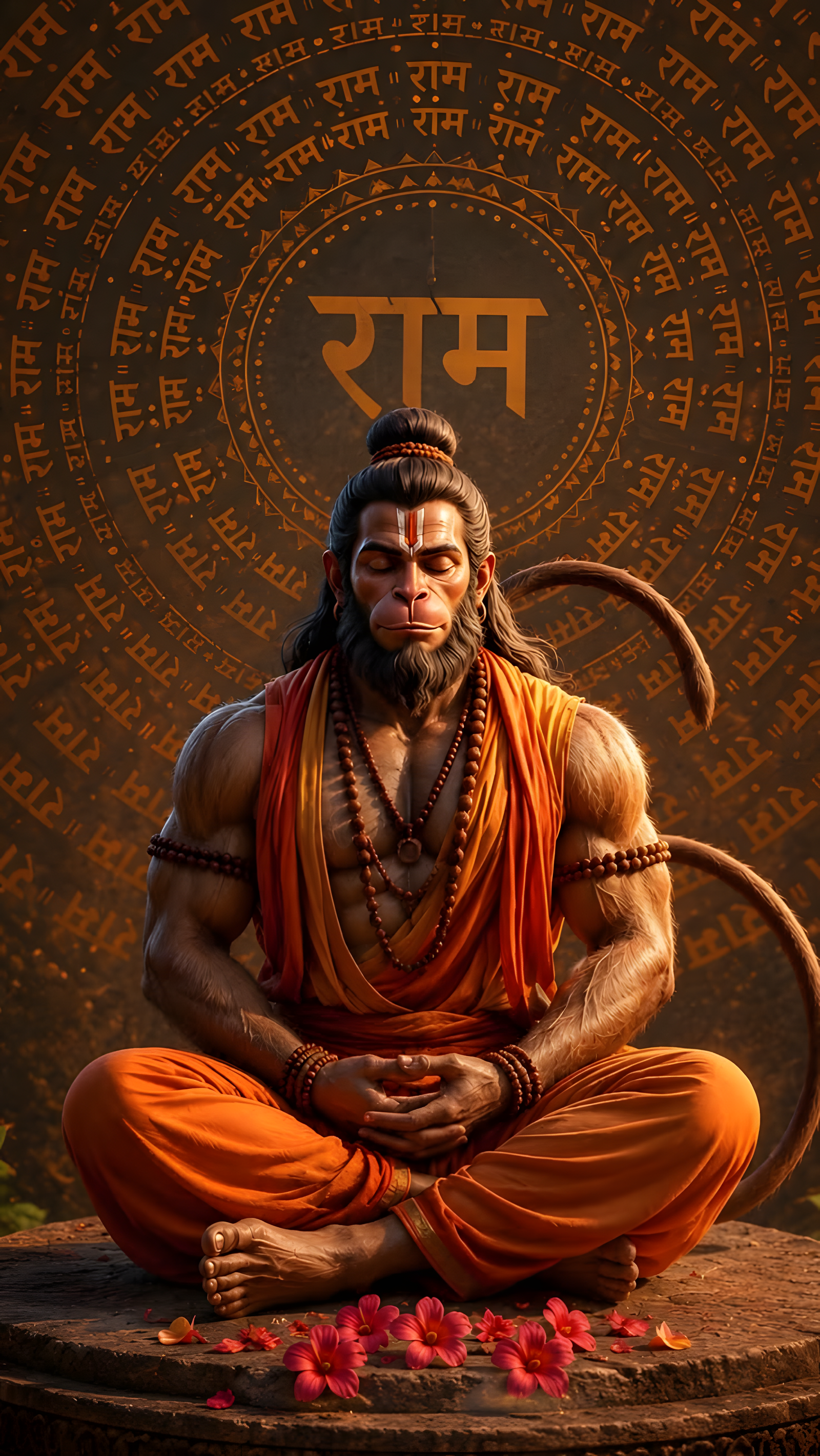 Lord Hanuman Meditation Divine Mobile Wallpaper